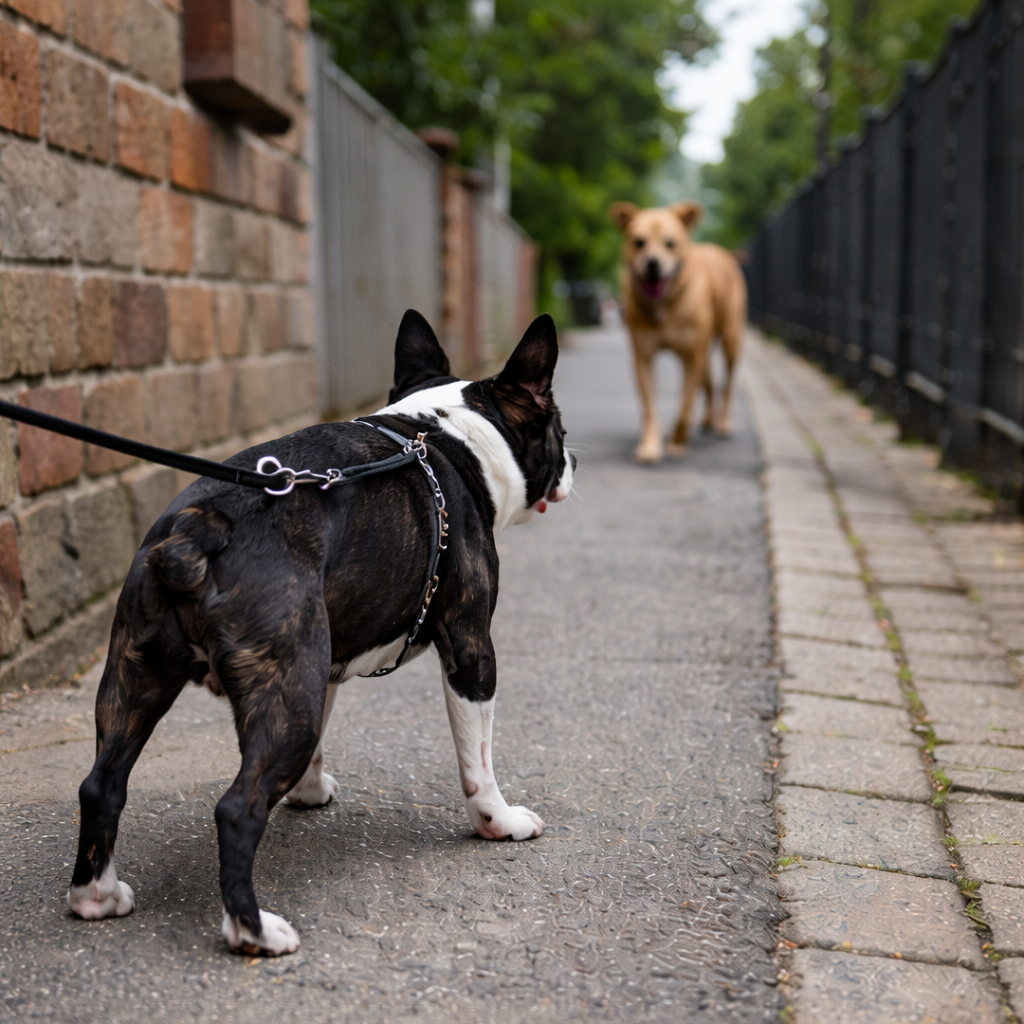Na vodítku napětí často roste, když pes nemá možnost se vyhnout.